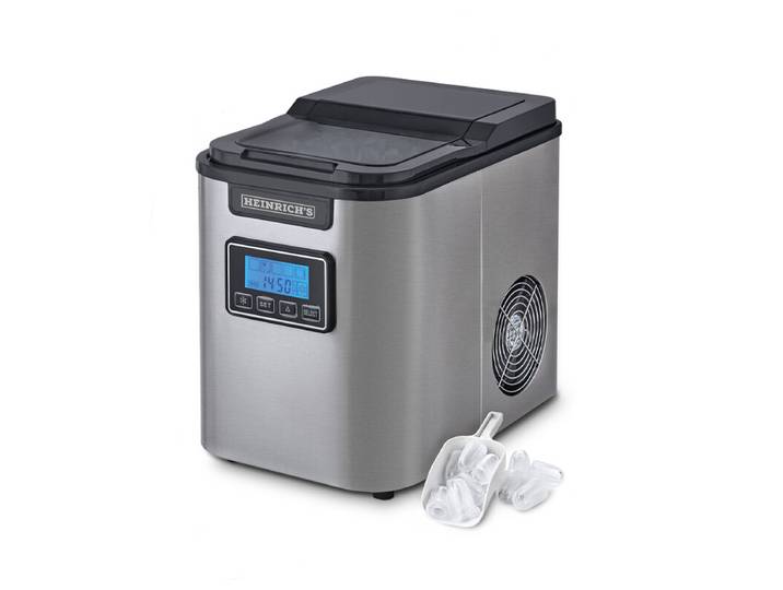 120 W ijsblokjesmachine met 3 verschillende formaten ijsblokjes, 9 min voor 9 stuks ijsblokjes, 12 kg ijsblokjesproductie in 24 uur, zelfreinigende functie, 2,2 L watertank.