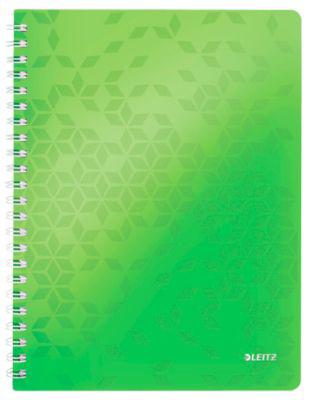 Collegeblock Leitz WOW, Format A4, 80 linierte Blatt, Klarsicht-Tasche, FSC®-zertifiziert, grün