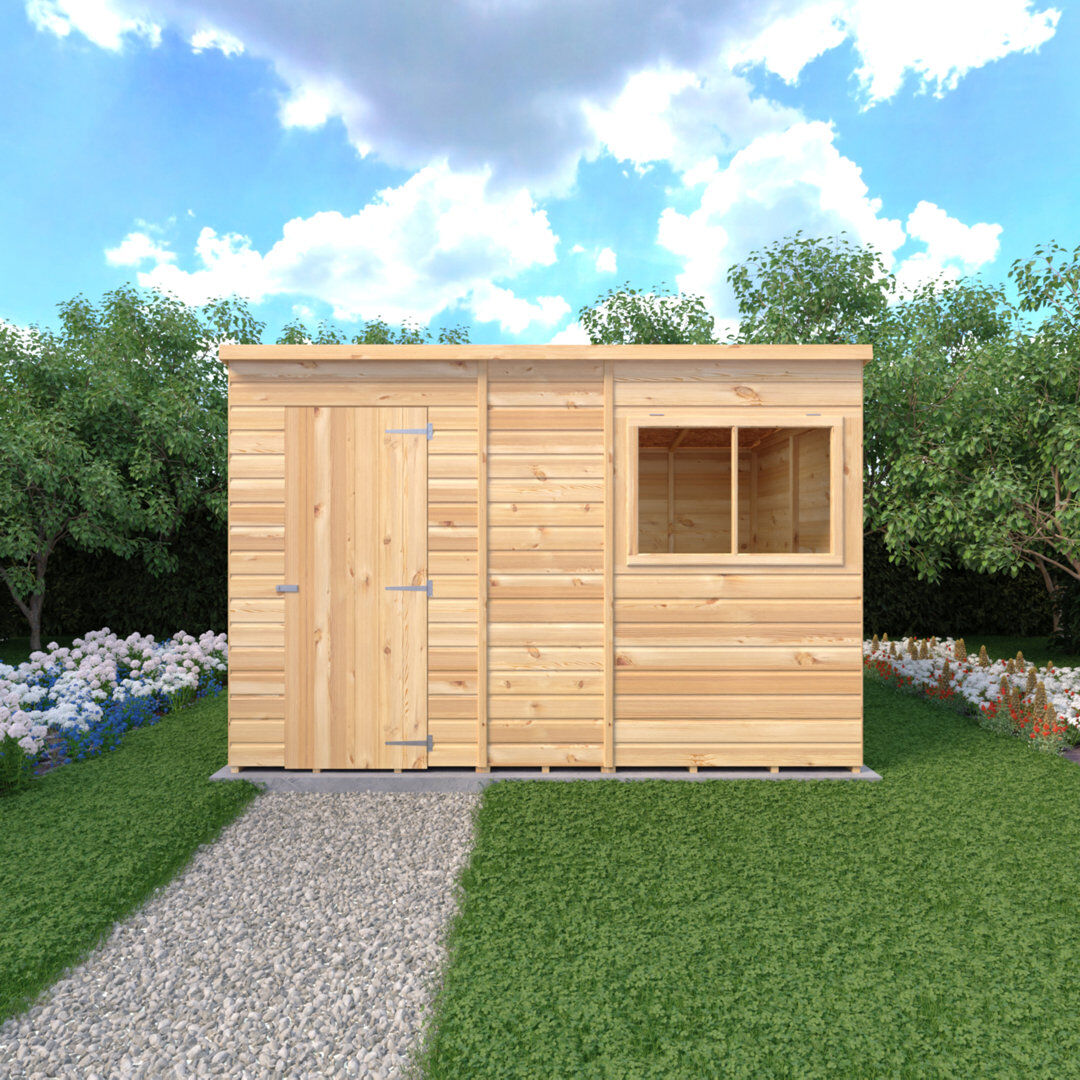 Shire GB Pent 10 x 6 Shiplap Shed Brown 299cm W X 176cm D X 202cm H