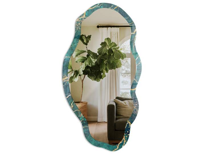 SPIEGEL 90x45 cm asymmetrisch mit Druck - Marmormuster
