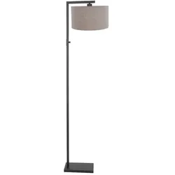 Steinhauer Stehleuchte STANG, Down, E27, mit Dreh-Dimmer + zylindrischem Schirm, schwarz matt, Leinen schlamm STE-8217ZW