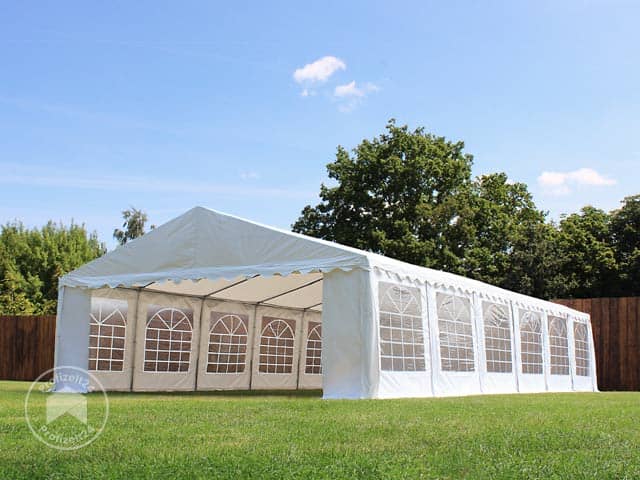 TOOLPORT 5x10m Partyzelt, PVC-Plane, grün-weiß - (6116)