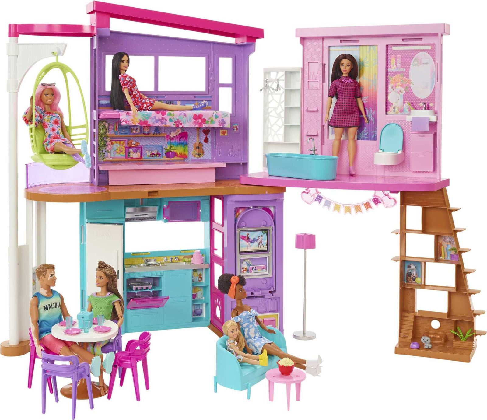 Barbie Malibu Vakantiehuis opklapbaar poppenhuis inclusief meubels en accessoires