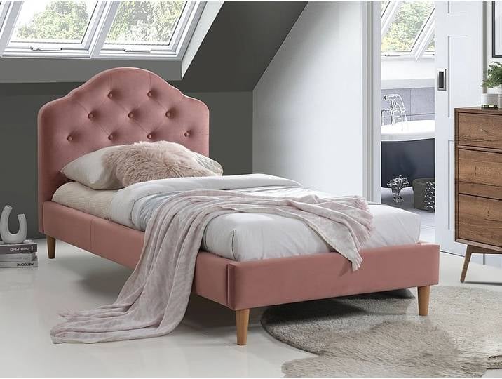 Gepolstertes Bett CHLOE VELVET 90x200 cm altrosa