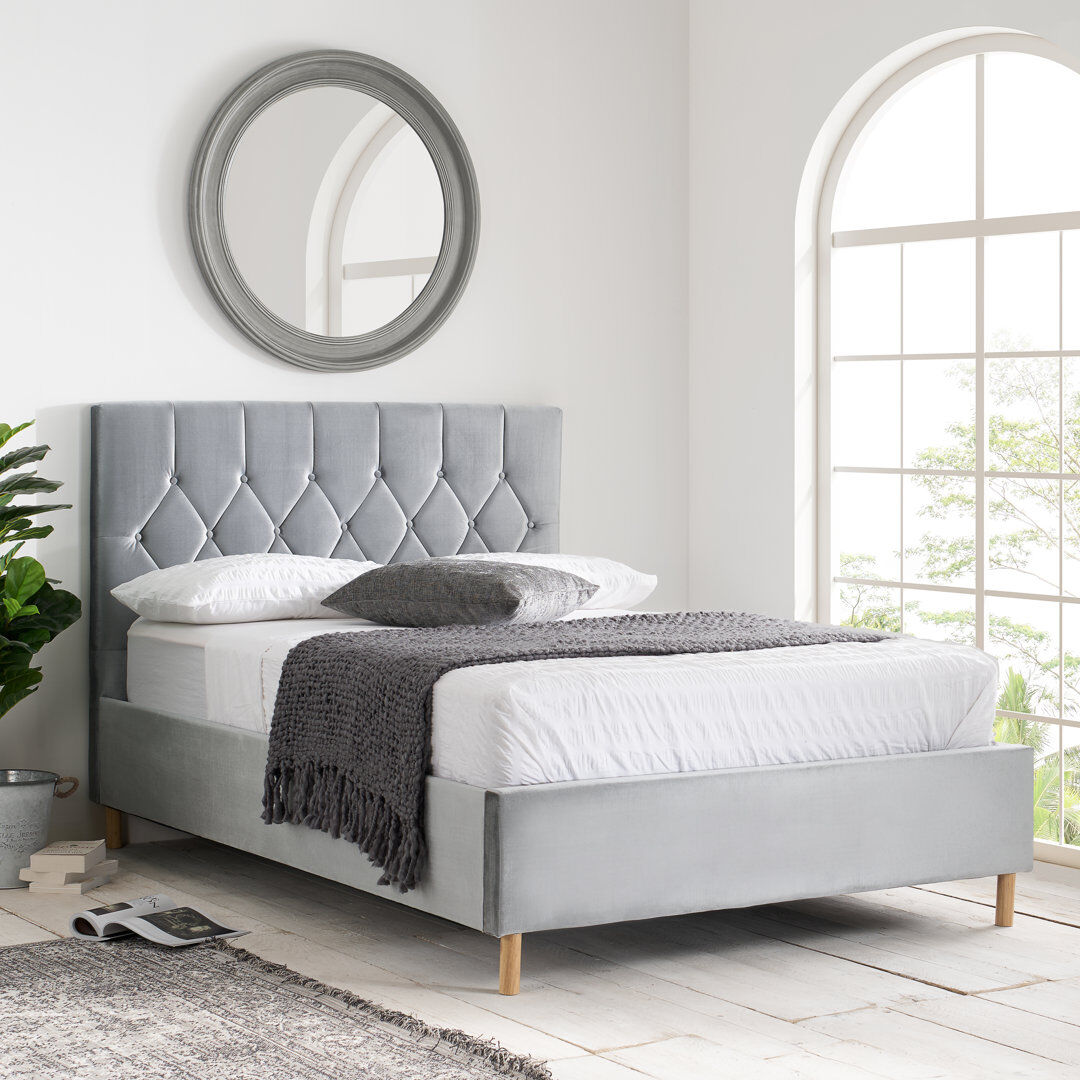 Mercer41 Benninger Upholstered Bed Grey Small Double (4')