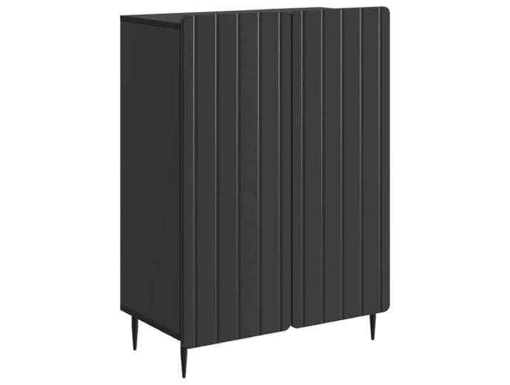 TEKGHUT Sideboard Schwarz 66 x 34,5 x 92 cm Holzwerkstoff Schwarze Metallbeine, Holzwerkstoff, rechteckiges Design, Wohnzimmer, Esszimmer, Innenbereich, leichte Pflege