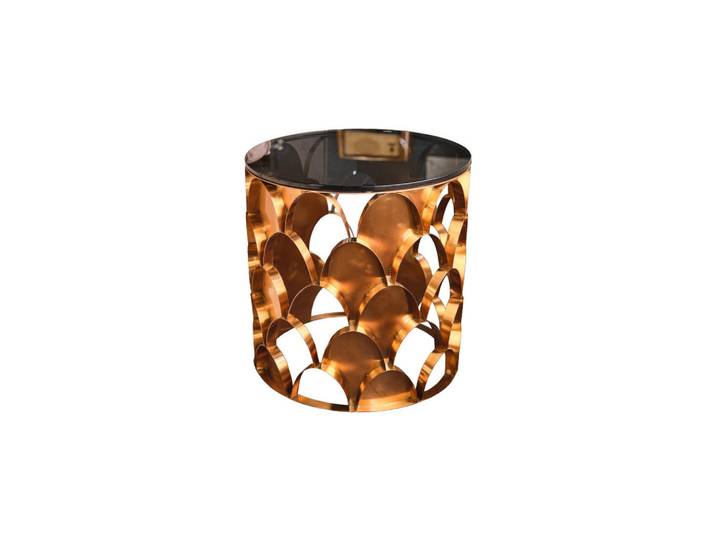 Kawola Beistelltisch Medina Rosé Glas, Roségold, Metall, Rund, 60x60x60 cm, Wohnzimmer, Wohnzimmertische, Beistelltisch