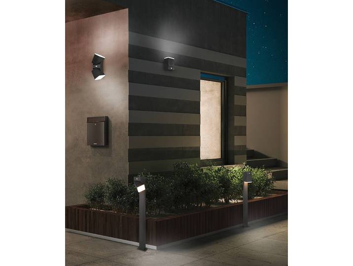 LED-Wandleuchte Avon Typ B mit Sensor 9 x 16 x 11cm Grau Kunststoffart: Polycarbonat Material: Metall, Kunststoff Metallart: Aluminium