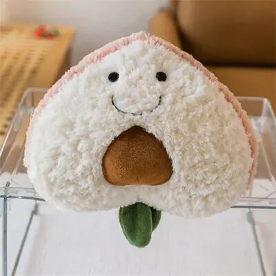 Perfect Picks Market Stuffed Fruit Toys, Cute Mango, Watermelon, Avocado, Strawberry, Sensory Gift For Birthday, Fun Plush Decor peach