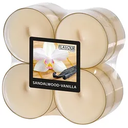 Papstar 48 Flavour by GALA Maxi Duftlichte Ø 59 mm · 24 mm elfenbein - Sandalwood-Vanilla in Polycarbonathülle