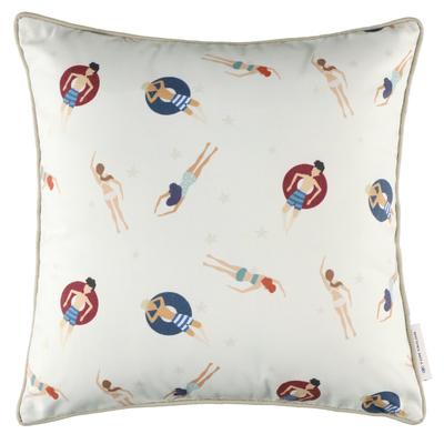 Kissenbezug TOM TAILOR HOME "Swim", sanftes weiß, B:45cm H:1cm L:45cm, Polyester, Baumwolle, Polyester, Kissenbezüge, Kissenbezug, maritimes Dessin