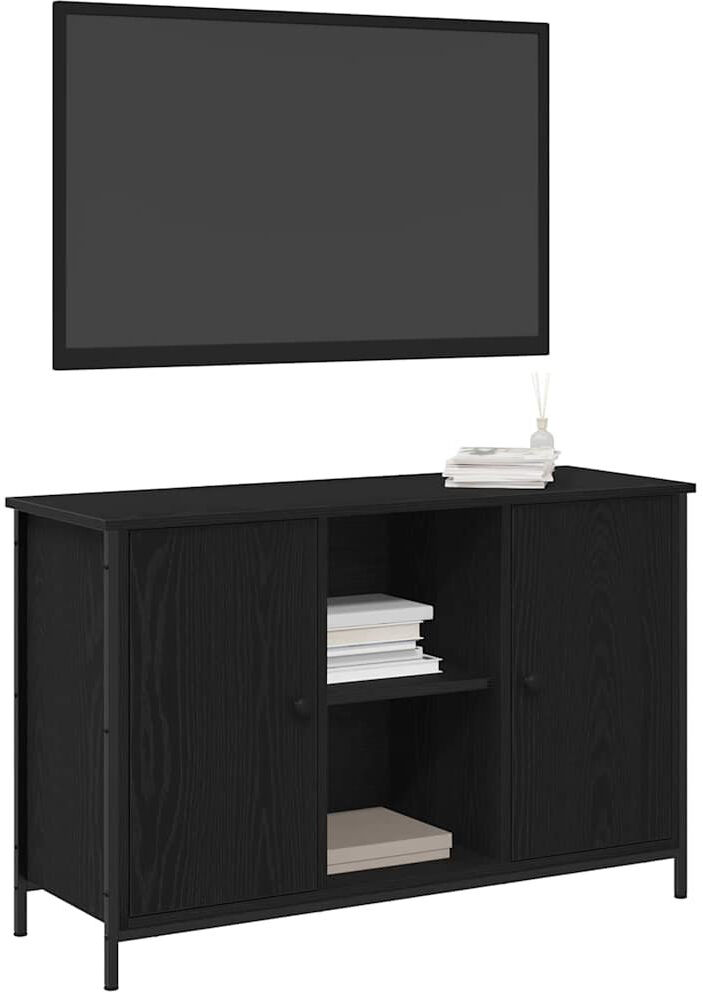 Metro TV Cabinet 101X35x65 Cm Engineered Wood And Steel Black 88"