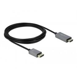 Delock DisplayPort / HDMI Anschlusskabel DisplayPort Stecker, HDMI-A Stecker 3 m Schwarz, Grau 85930 4K UHD, vergoldete Steckkontakte DisplayPort-Kabel