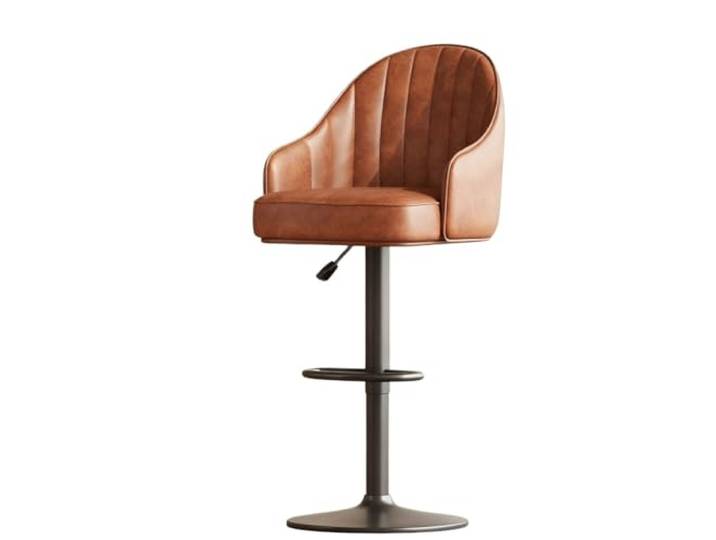 Barstuhl Retro-Barhocker Mit Verstellbarer Rückenlehne Barhocker(Brown)