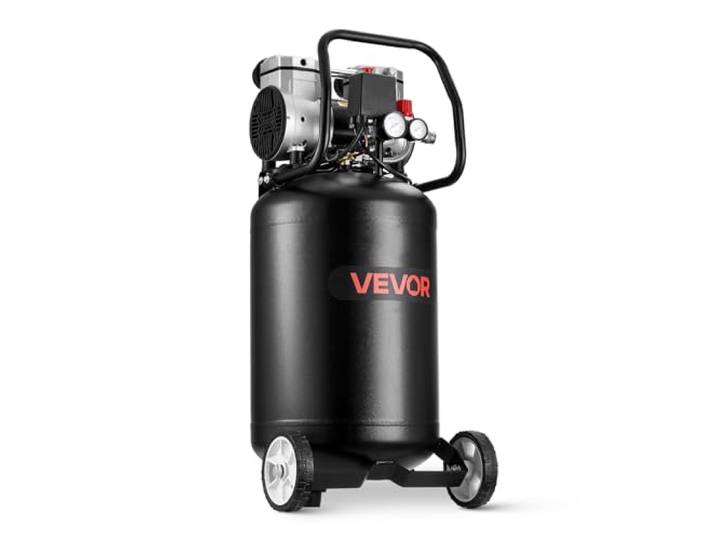 VEVOR Compresseur à Air 50 L Compresseur à Air Vertical sans Huile pour Réparation Automobile\, Gonflage de Pneus\, Peinture de Pistolet\, Clouage Bois\, sur Roues\, 1\,5 kW\, 113 L/min 6\,2 bar\, Max. 8 bar