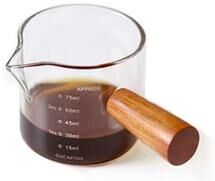 Perfect Picks Market Glass Espresso Measuring Cup With Wood Handle Double & Single Mouth Coffee Mug single Mouth