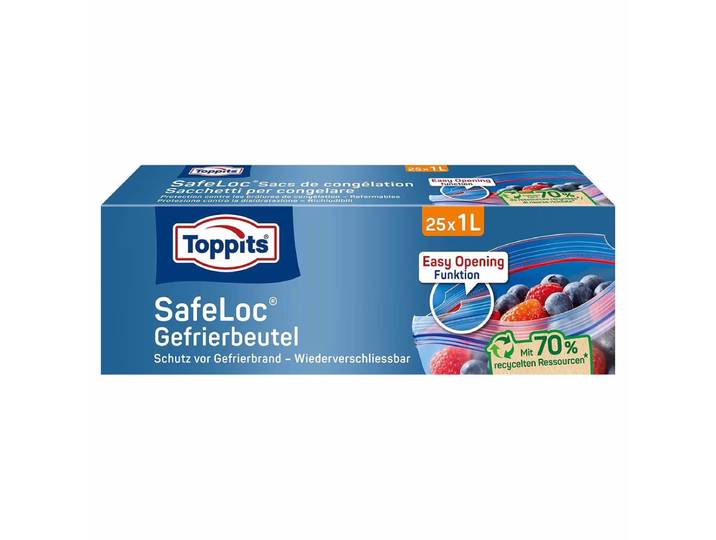 Toppits SafeLoc 1 Liter Doppelverschluss-Gefrierbeutel – Kühlschrank Zubehör/Gefrierschrank Zubehör