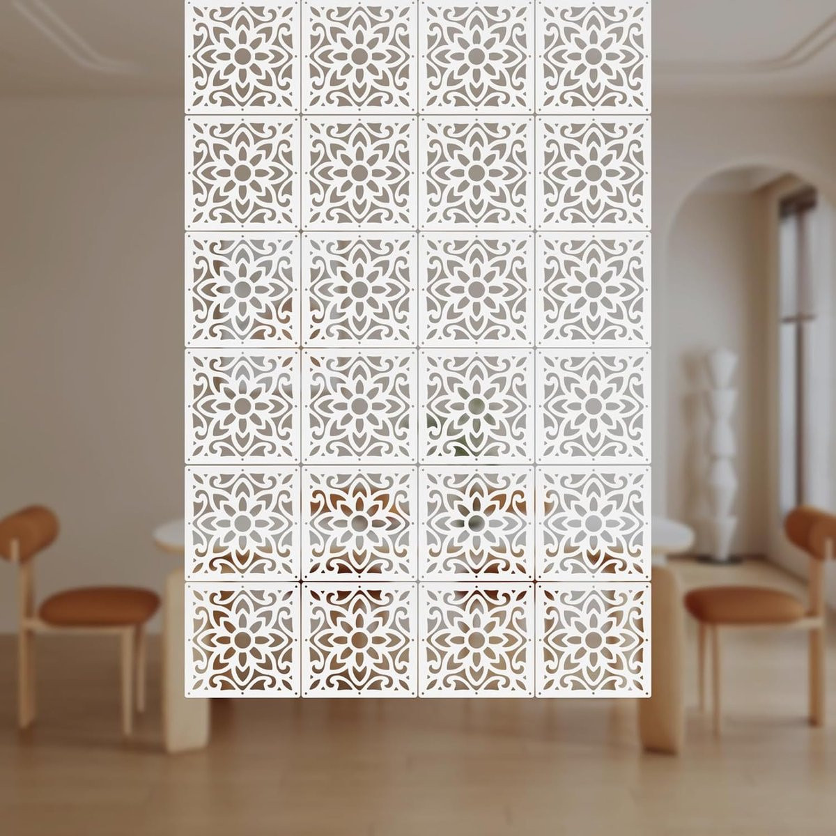 Wandpaneel Divider Ruimteverdeler Set Wit - 24 Stuks - Vrijstaand Ontwerp