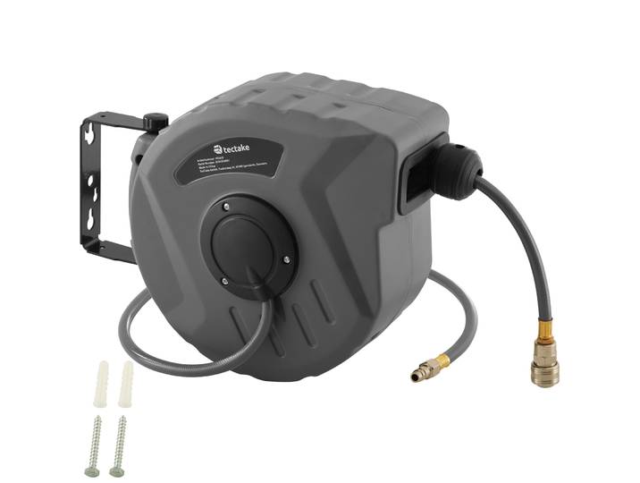 Tectake - Enrouleur De Tuyau À Air Comprimé Avec Tambour Avec Raccord Rapide De ¼ Pouce