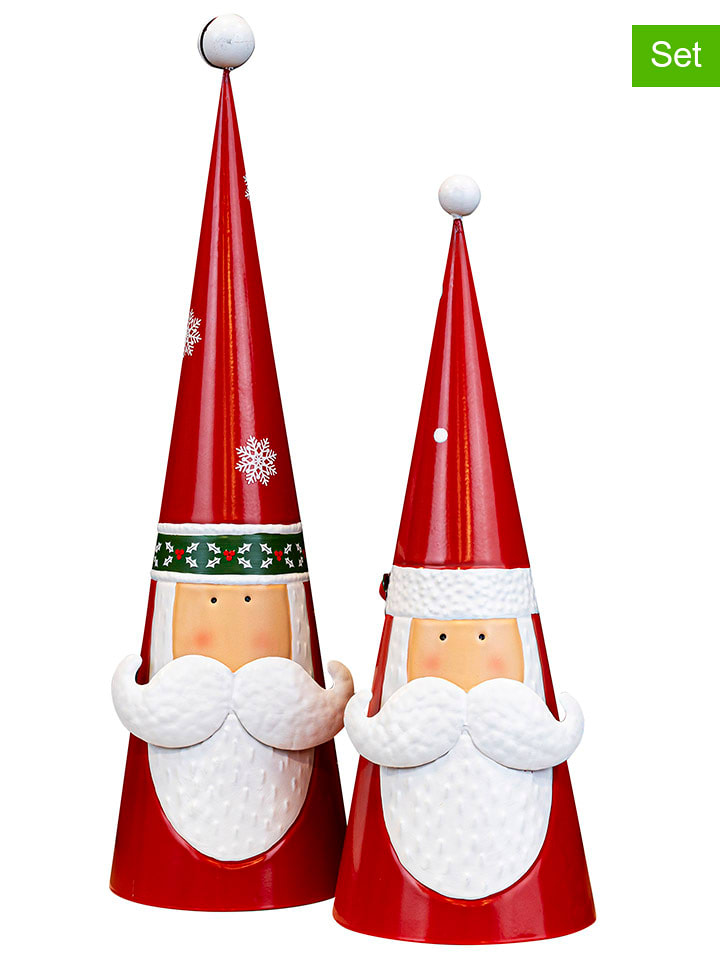 Hollybell 2er-Set: Dekofiguren "Santa" in Rot/ Weiß - onesize
