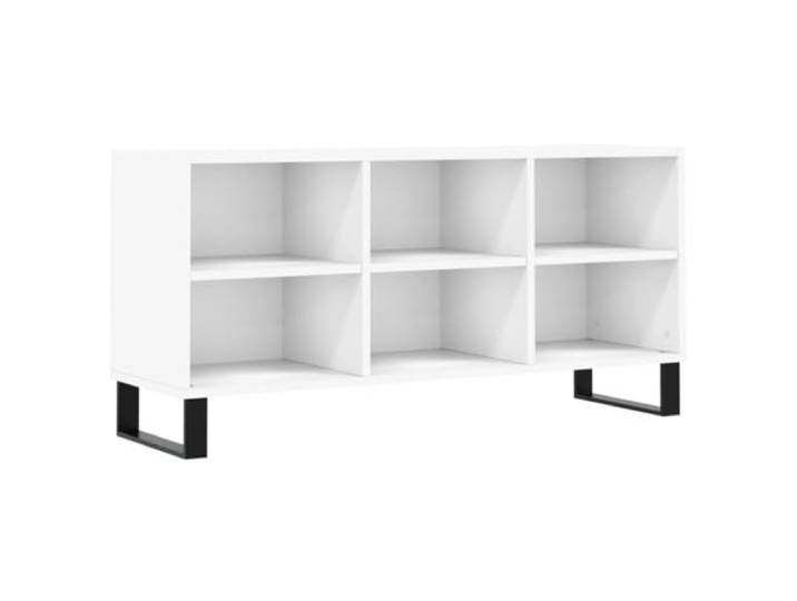 LMTYOENFG TV-Schrank Weiß 103,5x30x50 cm Lowboard mit 6 Fächern Modernes TV-Möbel für Wohnzimmer & Schlafzimmer mit 6 offenen Fächern, stabilen Eisenbeinen und Kippschutz.