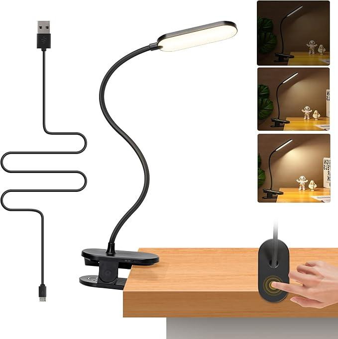 Aigostar LED Clip-on Leeslamp met Oplaadbare Accu, Zwart, 2,5 W, 4000 K