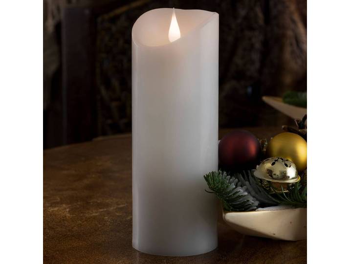 Konstsmide Christmas Mit 3D-Flamme ausgestattet - LED-Kerze Echtwachs, weiß / opal