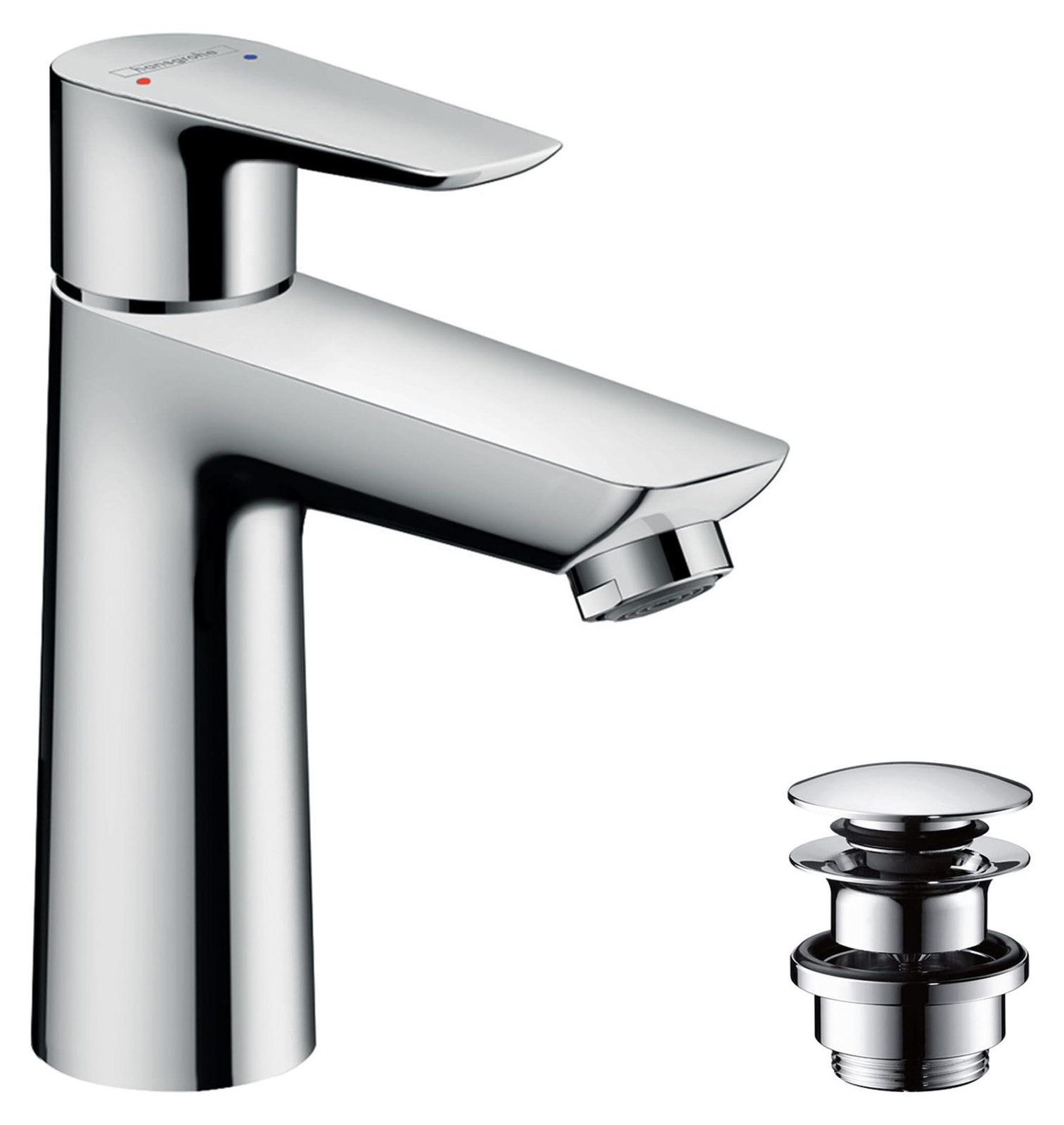 Dripio Wasbakmengkraan met push-open bediening, uitloop 110 mm, chroom, EcoSmart waterbesparend