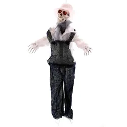 Halloween Dekoration - Farmer Skelett mit Funktion, Licht & Sound (80cm)