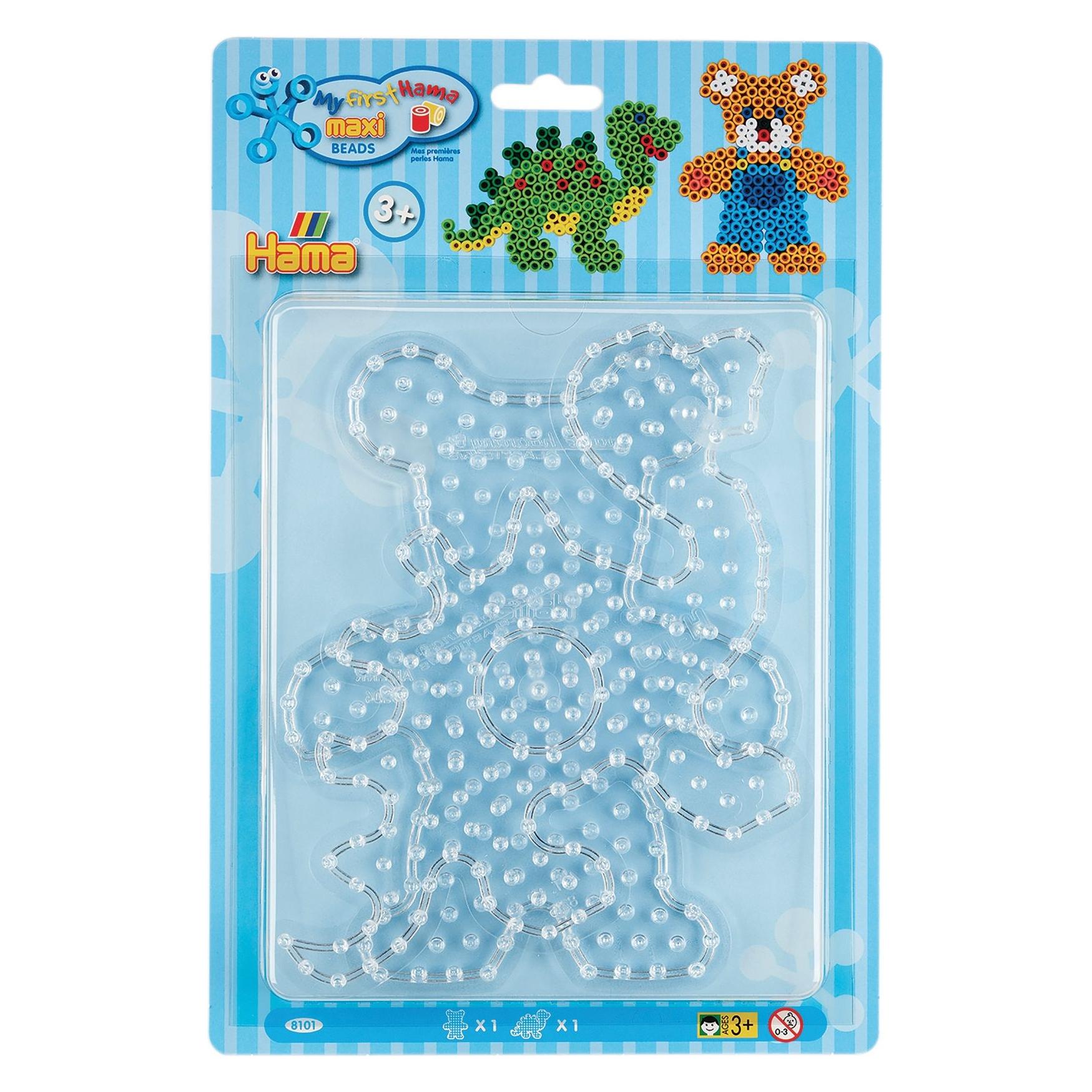 Hama Strijkkralenbordjes Maxi - Dino en Teddybeer (00008101)
