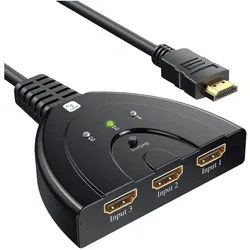 Techly Kompakter 3-port HDMI Switch, 8K@60Hz 0,50m, schwarz, 3xIN/1xAUT Hersteller:, Switch Box