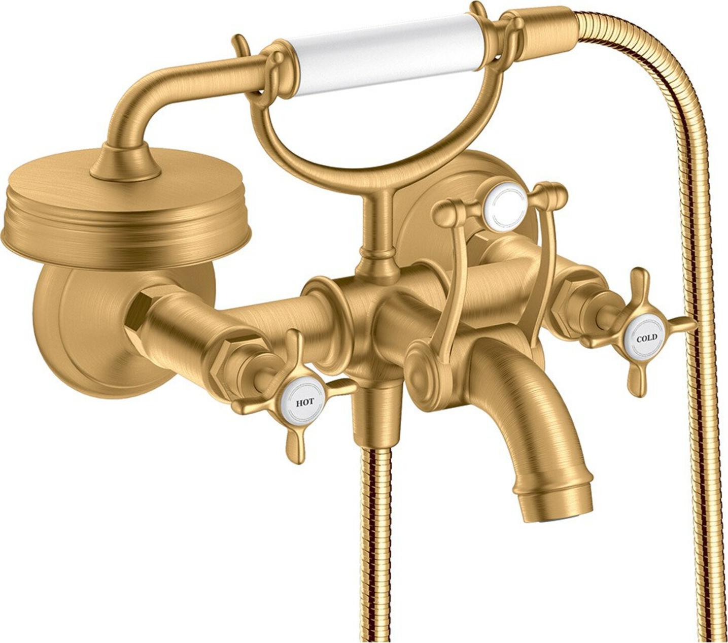 2-Griff-Wannenarmatur AXOR MONTREUX DN 15, Aufputz brushed brass brushed brass