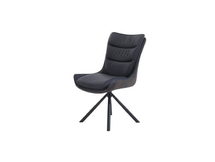Polsterstuhl Schalenstuhl Echtleder schwarz - drehbar - MAURICE