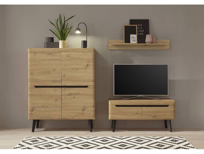 Wohnwand HOME AFFAIRE Torge, Anbauwand, Schrankwand, Mediawand, Wohnzimmer-Set , braun (eiche), B:234cm H:170cm T:40cm, Holzwerkstoff, Kastenmöbel-Sets, Wohnwand