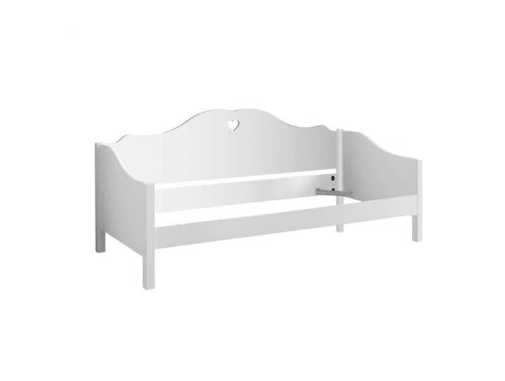 MILADY - Lit Banquette 90x200cm Blanc Motifs Coeurs Ajourés
