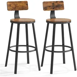 Songmics, Barhocker, Barhocker 2er Set Metallgestell 73cm Vintagebraun