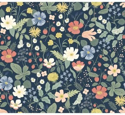 Rifle Paper Co.Strawberry Fields Blue & Pink Wallpaper