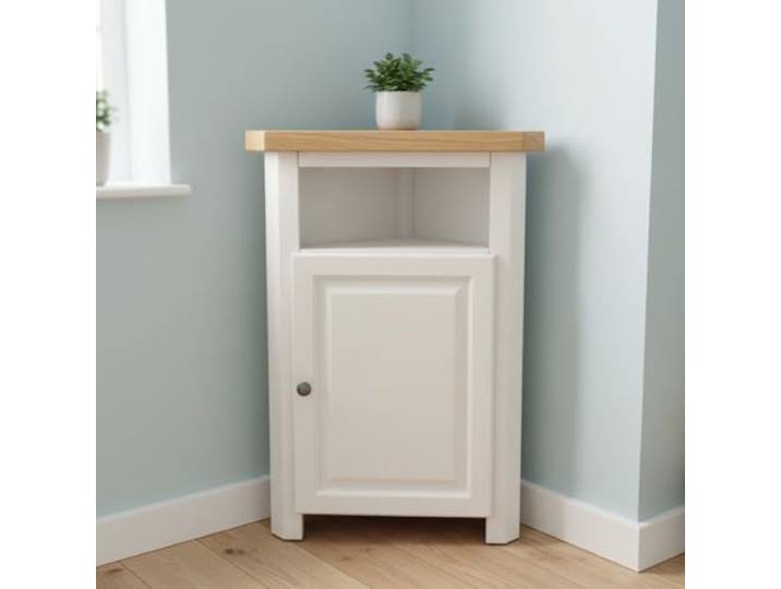GROF GroFurniture Hoch-Eckschrank, dreieckiges Fach mit Regal, passend für alle Wohnzimmer, Badezimmer und Flur, robuster, massiver Eckschrank, schneeweiß