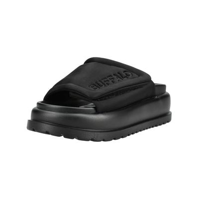 Pantolette BUFFALO "Buffalo Pantoletten Textil", Damen, Gr. 37, schwarz, Textil, Schuhe Pantolette