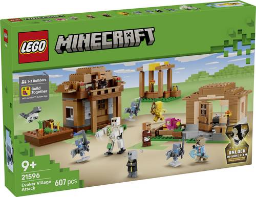 21596 LEGO MINECRAFT Angriff des Magiers auf das Dorf Bauset für Rollenspiele mit 11 Figuren aus dem Videospiel (Dorfbewohner, Eisengolem usw.)