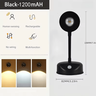 Inspire Picks HPH USB Rechargeable Motion Sensor LED Wall Light Wireless Dimmable Spotlight For Paintings & Pictures black No Remote 0 5w 3 Colors In One Lamp
