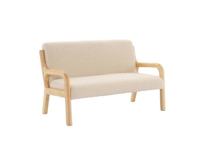 sweeek - Banquette scandinave enfant bois d'hévéa et bouclette 2 places LORENS KIDS