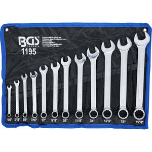 BGS-technic Maulschlüssel 1195, Maul-Ringschlüssel Set 12-teilig, 1/4 - 15/16 Zoll