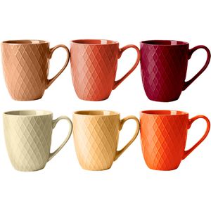 Miamio Kaffeebecher Palmanova Magma, 400ml, Keramik, rot / orange / beige, 6 Stück