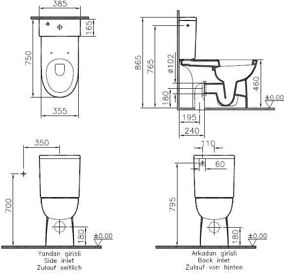 Pack WC surélevé CONFORMA adapté PMR VITRA 9832B003-7200