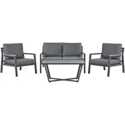 LOUNGE-SET 4-sitzer Aluminium Schwarz Delia
