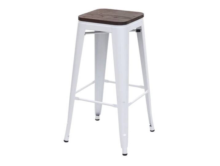 MCW Barhocker Metall Weiß, Holz, 42x76x42 cm, Esszimmer, Barmöbel, Barhocker