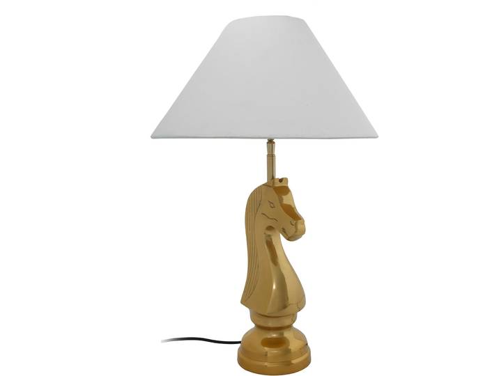 KAYOOM Tischleuchte Tischlampe Bishop 125 , weiß, 1, H: 62cm, 1 Stk., Leuchten, mit dekorativem Schah-Pferd-Sockel aus Metall, mit Stoffschirm, Tischleuchte