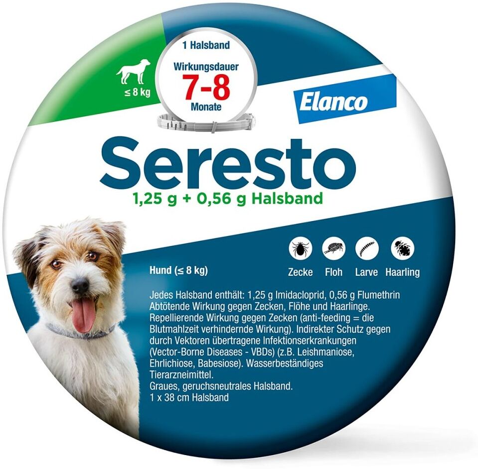 Seresto Halsband für Hunde bis 8 kg gegen Zecken und Flöhe