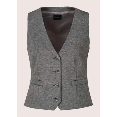 Kurzweste MADELEINE "Weste Jerseyweste im Anzugstil", Damen, Gr. 36, grau (steingrau, melange), Modern, regular fit, V-Ausschnitt, Westen